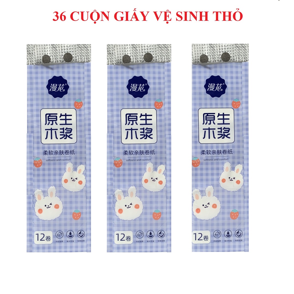 COMBO 36 CUỘN GIẤY VỆ SINH THỎ KHÔNG LÕI SIÊU DẺO DAI VÀ MỀM MỊN- HÀNG NỘI ĐỊA TRUNG