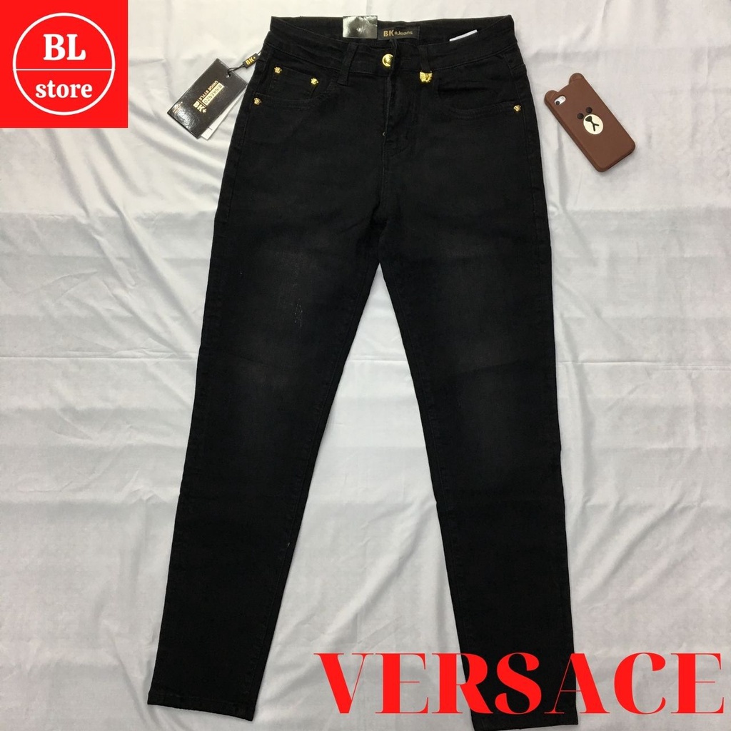 Quần jean nam đen trơn cao cấp chi tiết mạ vàng, quần bò nam đẹp co giãn sang trọng cho học sinh, đi làm công sở | BigBuy360 - bigbuy360.vn