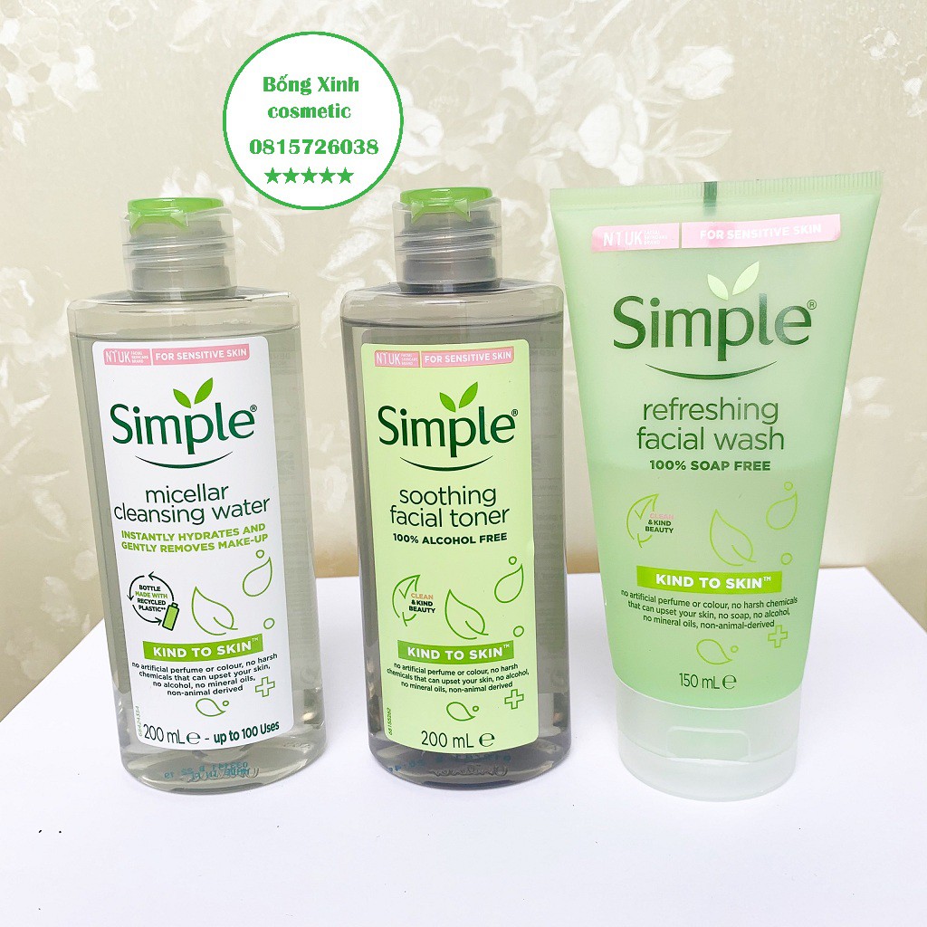 Sữa Rửa Mặt Simple Gel Kind To Skin Refreshing Facial Wash Gel 150ml