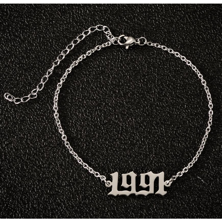 Vòng Đeo Cổ Chân Bằng Thép Không Gỉ Khắc Số Năm Mới Năm 1980 1995 Thời Trang Dành Cho Nam Và Nữ