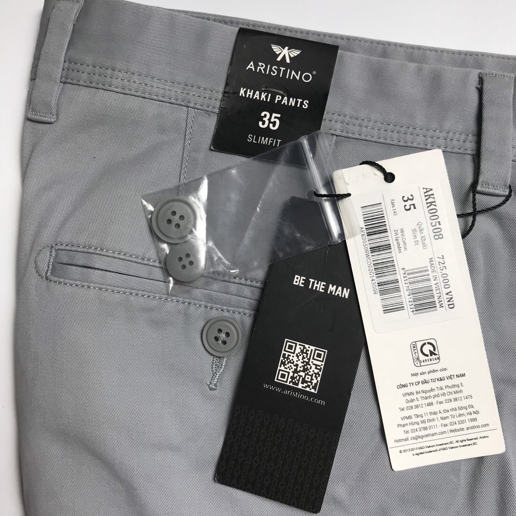 Quần kaki nam Aristino  chất cotton cao cấp from ôm AKK00508 - AKK01508