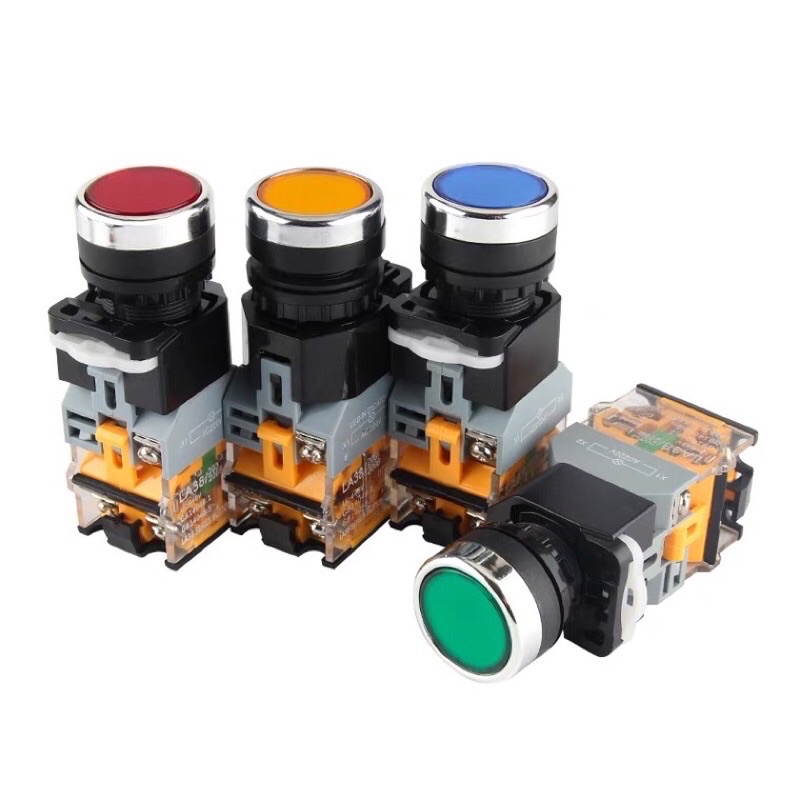 Nút nhấn/công tắc nhấn nhả có đèn LA38 phi 22mm