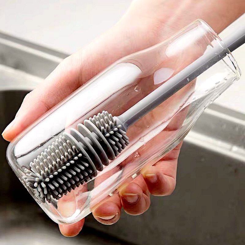 Combo Cọ Rửa Ly, Cốc Cán Dài Tiện Lợi Cọ Silicon Làm Sạch Bình Sữa Cho Bé