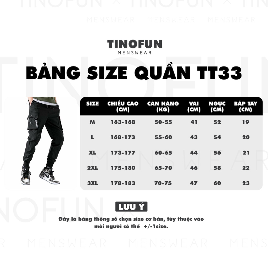 Quần thể thao nam Kaki TINOFUN mã "TT33"  jogger cá tính túi hộp bó ống phong cách chất vải đẹp dài