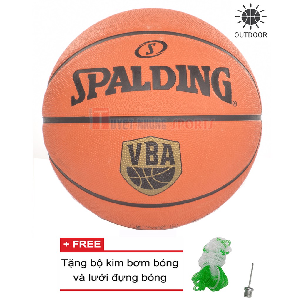 Bóng rổ Spalding VBA cao su Outdoor Size 7 + Tặng bộ kim bơm bóng và lưới đựng bóng