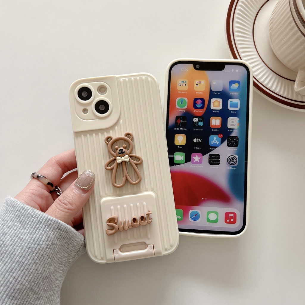 Ốp Điện Thoại Hình Gấu 3D Dễ Thương Cho iPhone 12 13 11 PRO MAX XR 11 12 PRO X XS MAX