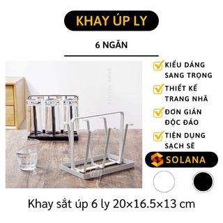 [GIÁ SỈ] Khay Úp Ly - Giá Úp Cốc 6 Nhánh Sắt Sơn Tĩnh Điên Chống Gỉ Tiện Dụng Và Sạch Sẽ 9403
