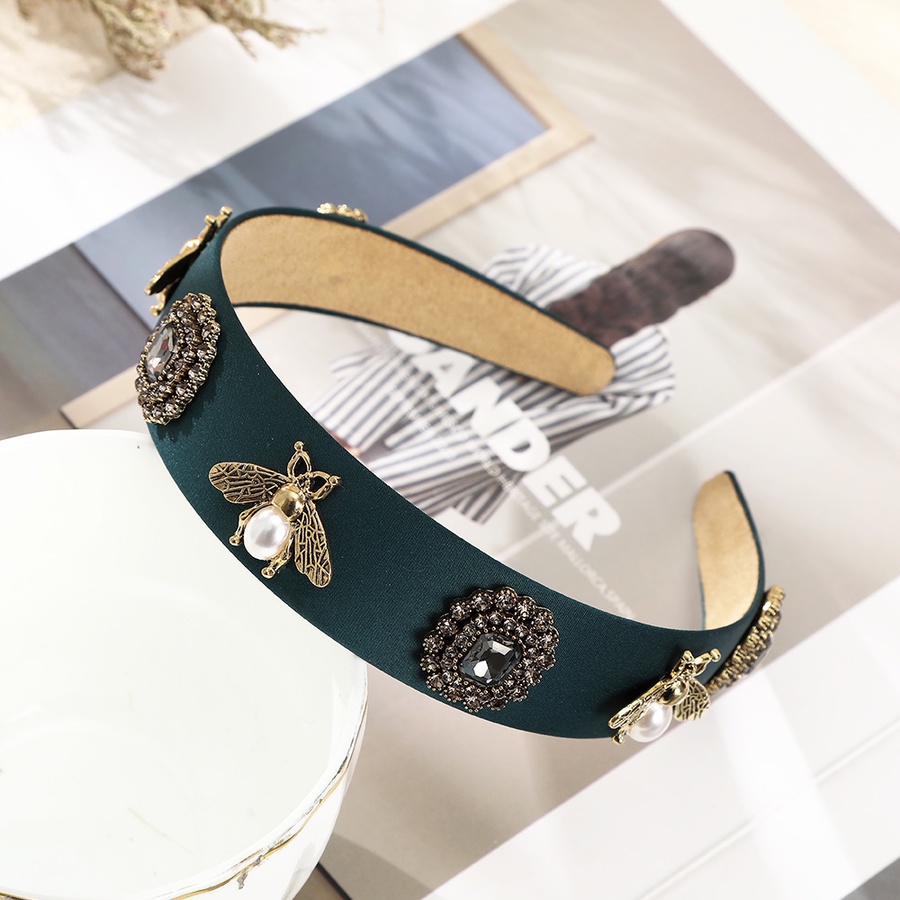 Băng Đô Cài Tóc Đính Đá Pha Lê Và Ngọc Trai Phong Cách Retro Cho Nữ