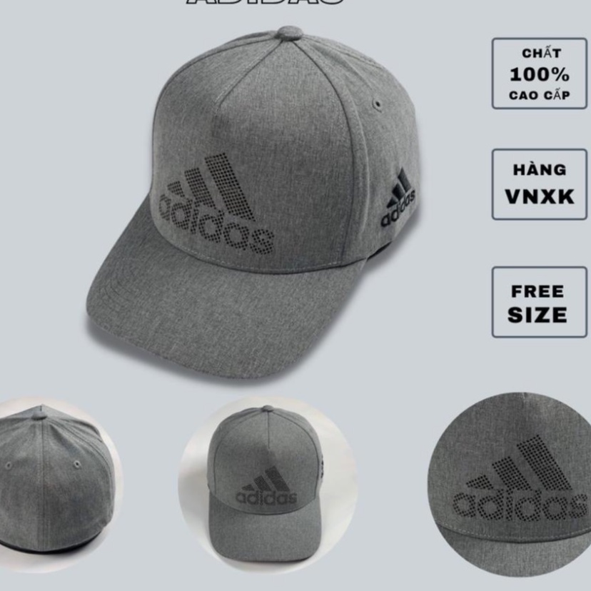 Nón lưỡi trai bít đuôi logo Adidas chất vải cotton Hàn Quốc cao cấp, nón kết thẻ thao màu trắng,xám lông chuột