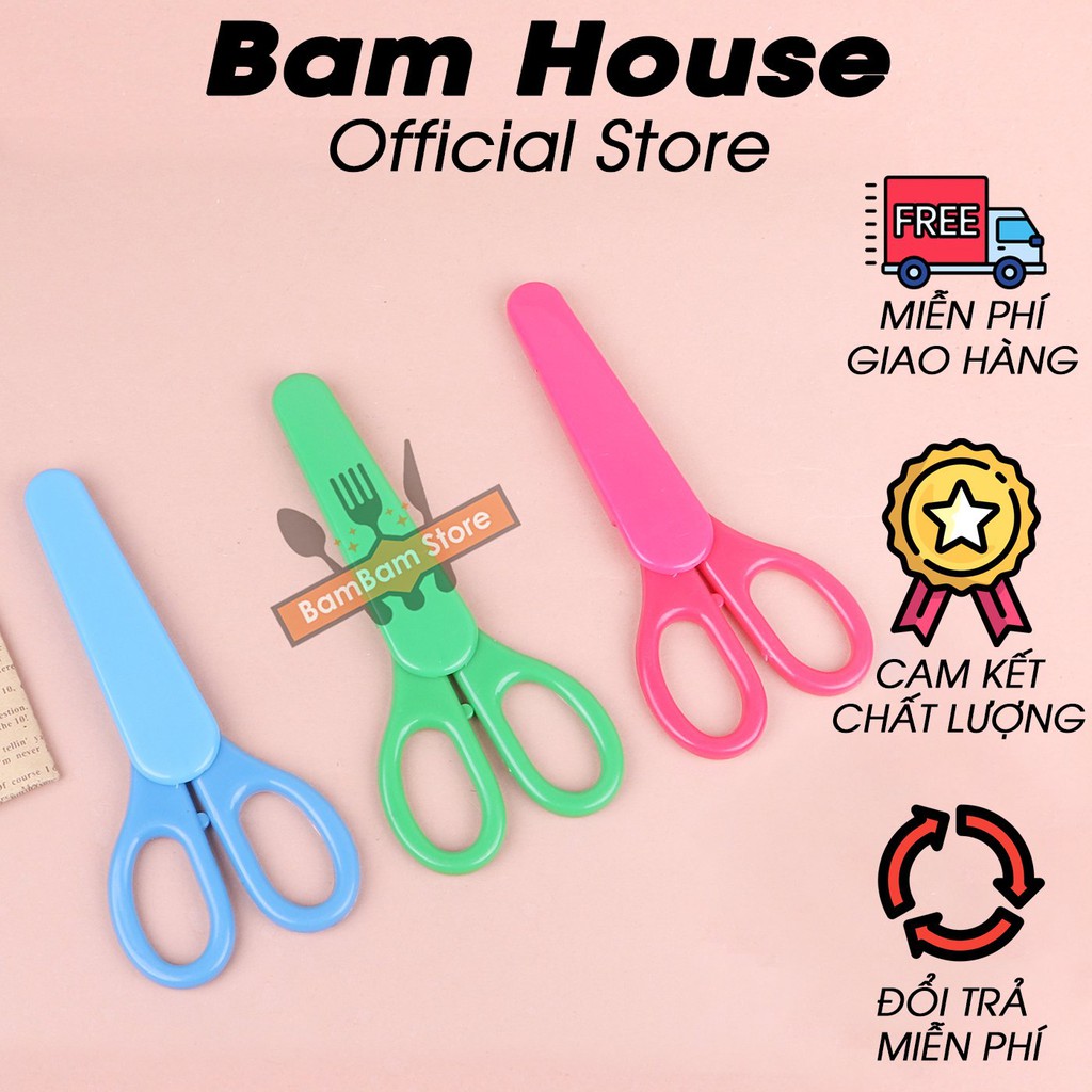 Kéo học sinh Bam House có vỏ bảo vệ bằng nhựa cao cấp KHS01 – BamBam Store