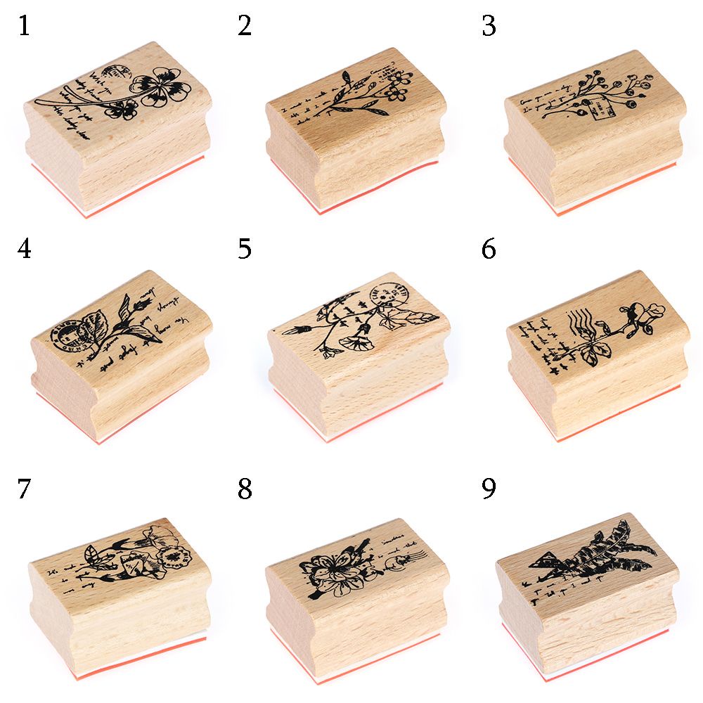Tem cao su gỗ hình chữ / cỏ cây độc đáo cổ điển dùng để trang trí nhật ký / thư từ đẹp mắt