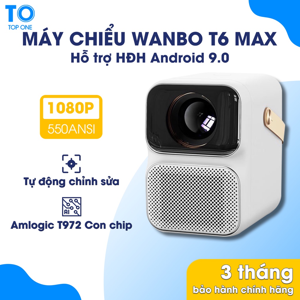 Máy chiếu Wanbo T6 Max Phiên bản quốc tế / Hỗ trợ Android 9.0 / Độ sáng 550ANSI Lumen / 2GB RAM và 16GB ROM / Điều khiển