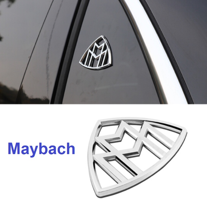 Bộ 2 chiếc logo biểu tượng gắn hông xe ô tô Maybach, chất liệu hợp kim mạ crom cao cấp