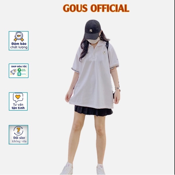 Áo Thun Polo Nữ Tay Lỡ Xẻ Tà Áo Phông Nữ Form Rộng Có Cổ Basic Phong Cách Unisex 2 Màu Đen Trắng OTOTO 10034