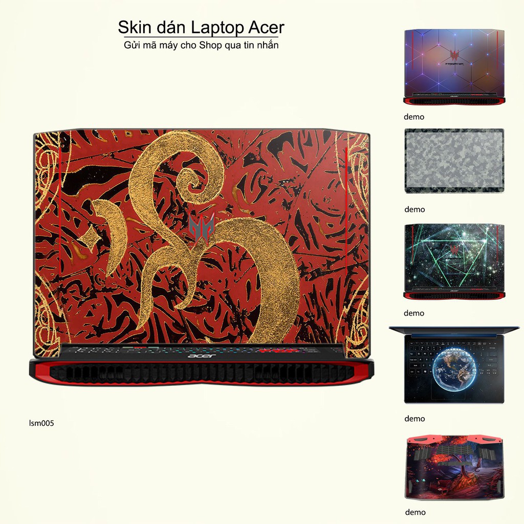 Skin dán Laptop Acer in hình Biểu Tượng Om Vàng - lsm005 (inbox mã máy cho Shop)