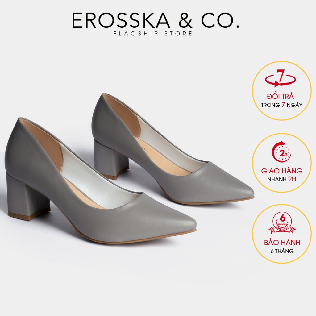 [Mã WABRTL3 -10% đơn 250K]Giày cao gót Erosska mũi nhọn kiểu dáng cơ bản cao 5cm màu đen _ EP011