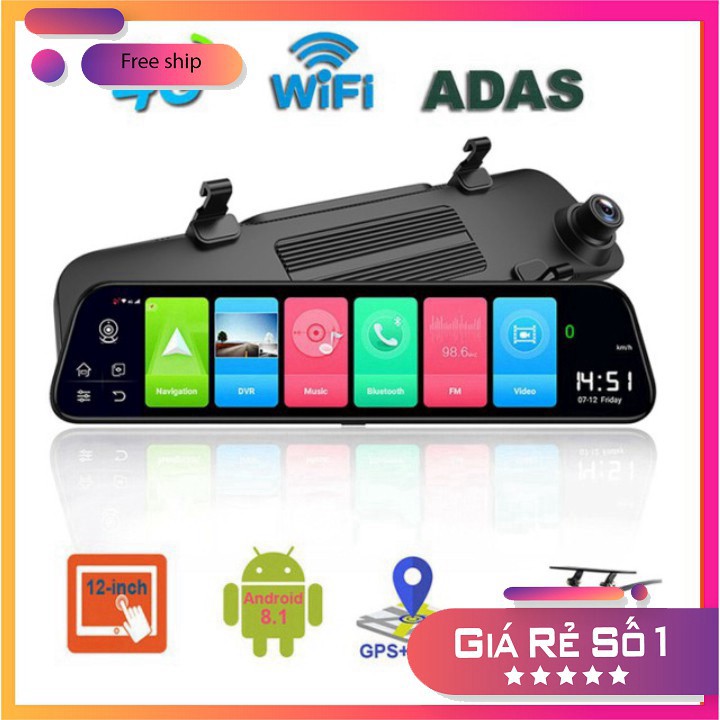 Camera hành trình gương ô tô cao cấp Phisung Z68 màn hình 12 inch, 4G, Wifi, GPS B | BigBuy360 - bigbuy360.vn