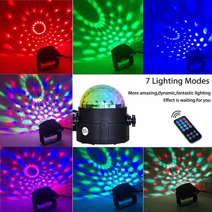 Đèn Led Xoay Trang Trí 7 Màu Cảm Ứng Theo Nhạc Vũ Trường, Sân Khấu Dành cho Dân Bay