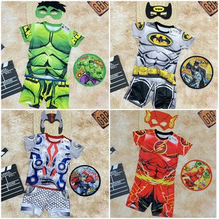 Bộ Quần Áo Siêu Nhân 3D Cộc Tay Samkids Kèm Khiên, Mặt Nạ