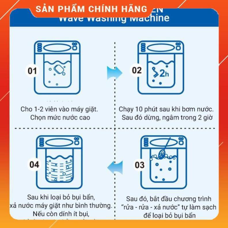 [Giảm 50%] Hộp 12 Viên Tẩy Vệ Sinh Lồng Máy Giặt - Diệt Khuẩn - Tẩy Cặn Bẩn Máy Giặt