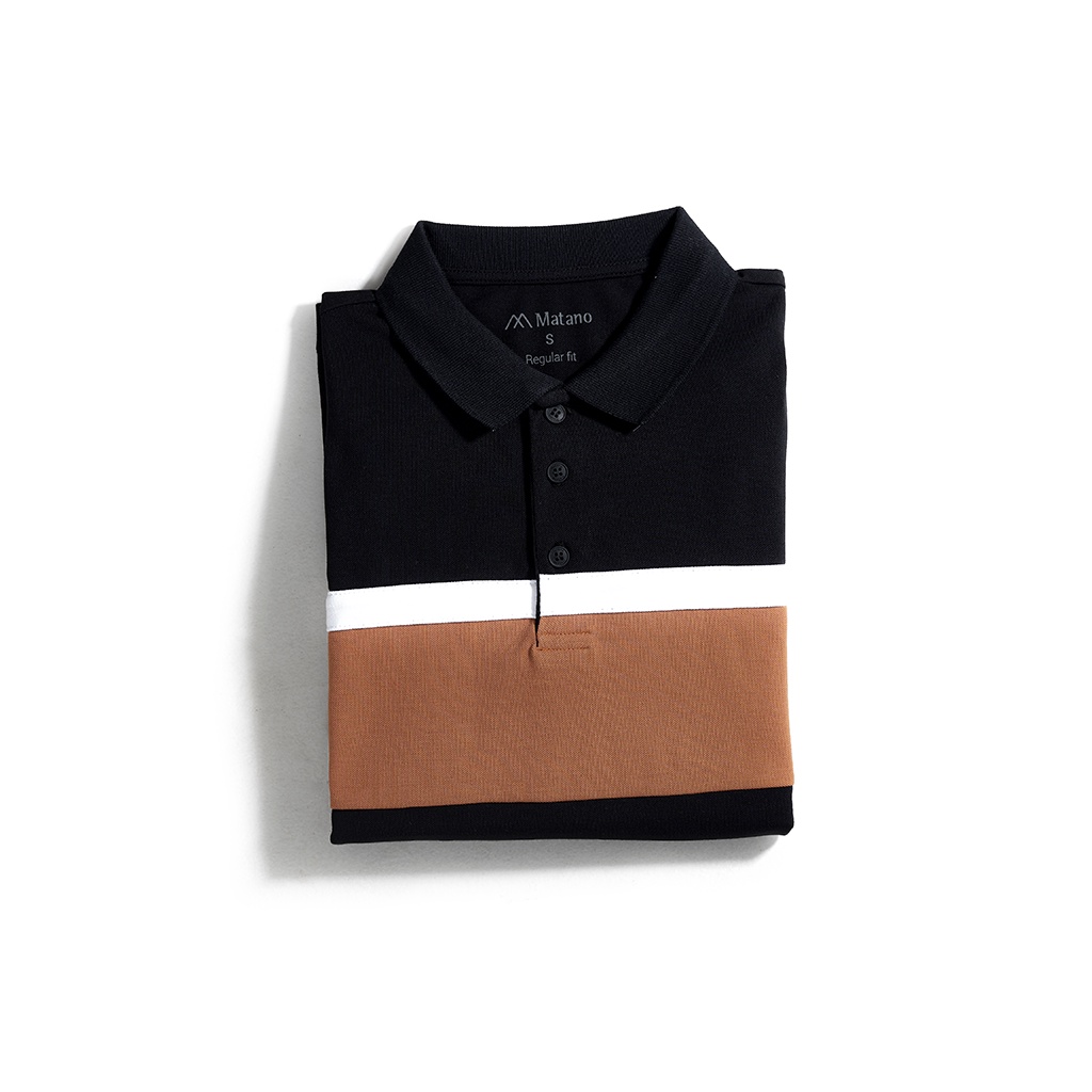 Áo polo nam đen đẹp MATANO - Áo thun polo nam có cổ trụ bẻ ngắn tay, vải cá sấu cotton cao cấp phối kẻ ngang giá rẻ 033 | BigBuy360 - bigbuy360.vn