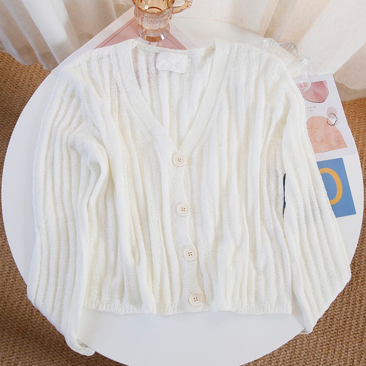 Áo khoac len cardigan mỏng khoác nhẹ 4 nút dệt kim mùa thu đông cho nữ