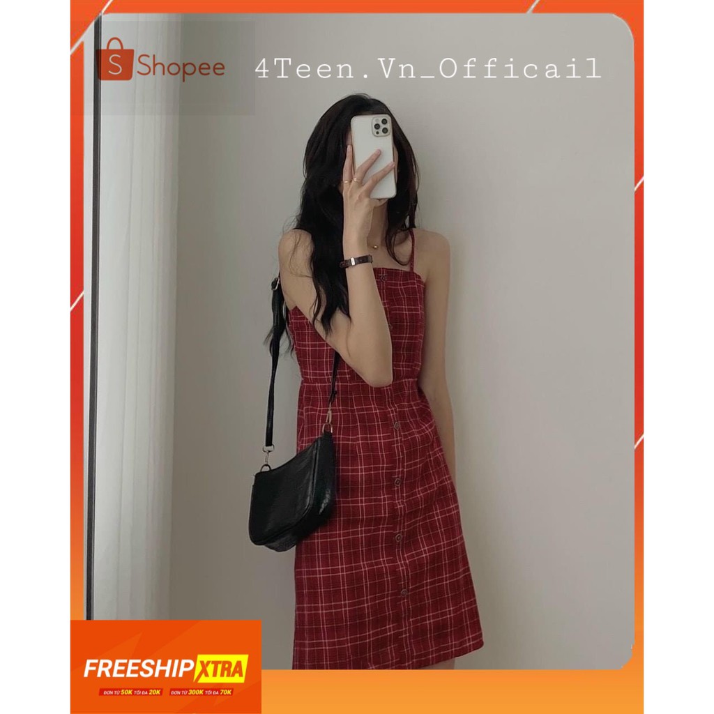 [4Teen.Vn ]🌻ĐẦM CARO 2 DÂY CÓ DÂY BUỘC EO, váy 2 dây kẻ caro, váy 2 dây mùa hè 🌻 hình shop chụp thật | BigBuy360 - bigbuy360.vn