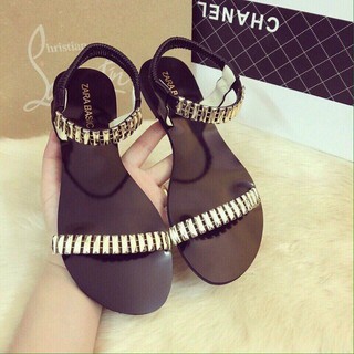 sandal quai ngang đính đá