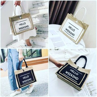 Túi cói Hello Weekend đi biển, đi chơi, đi làm