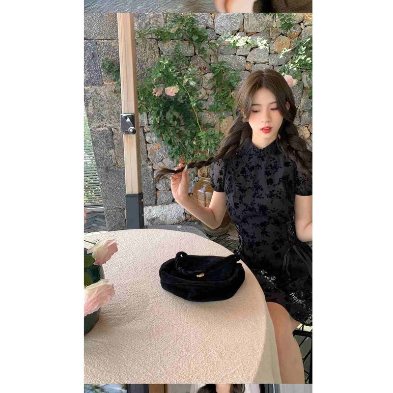 Đầm Sườn Xám Tay Ngắn Dáng Ôm Phong Cách Trung Hoa Thời Trang Mùa Hè Mới 2022