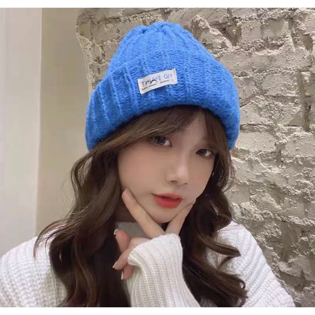 Mũ len dày giữ ấm màu trắng sữa thời trang thu đông cho nữ