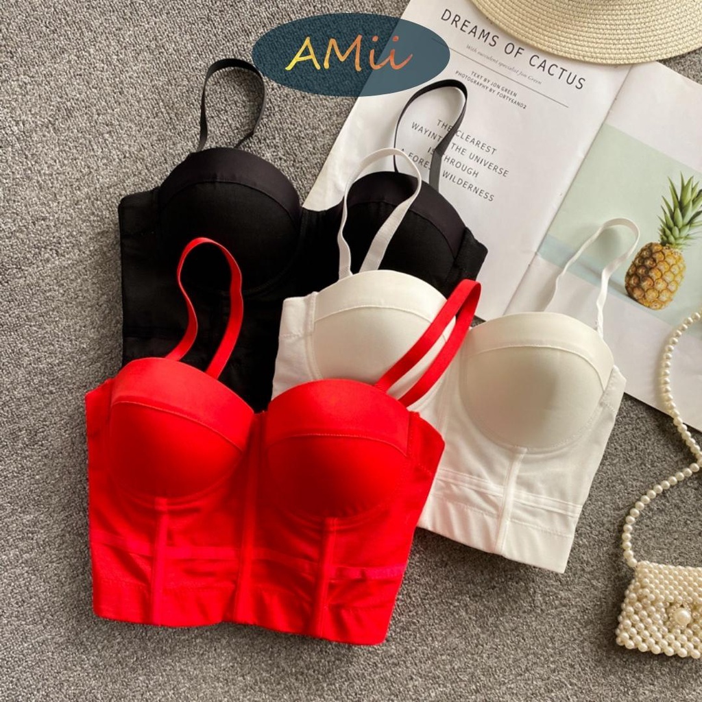 Áo Bra Không Dây Corset Vintage Amii Nâng Ngực Tạo Khe | Áo Lót Cài Sau Mặc Trong Phối Vest Gợi Cảm B002 | BigBuy360 - bigbuy360.vn