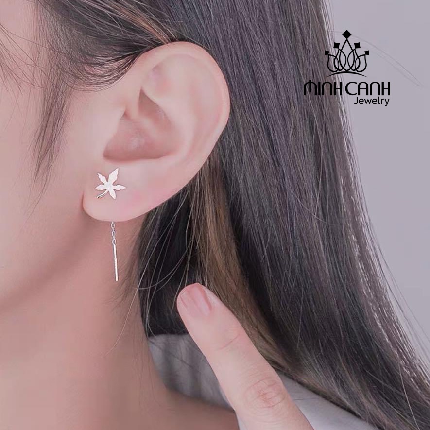 Bông Tai Bạc Lá Phong Dáng Dài - Minh Canh Jewelry