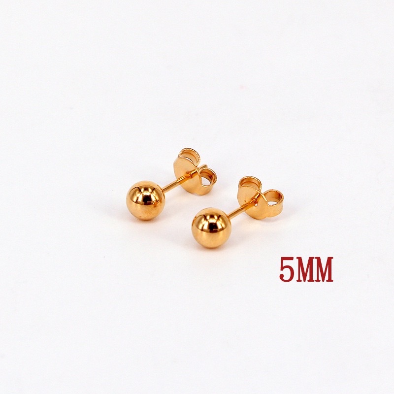 Bông tai/Khuyên tai bi trơn unisex 5mm |Không đen - Không dị ứng|
