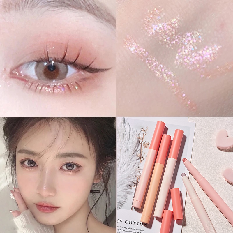 1 Bút Kẻ Mắt/Bút Kẻ Mắt Lâu Trôi Hiệu Ứng Lì/ Ánh Nhũ Bắt Sáng Thiết Kế Vỏ Màu Vàng Sâm Banh