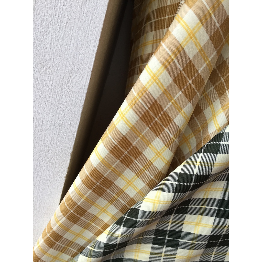 Vải tuytsi kẻ caro chất đanh đẹp, co giãn 2c