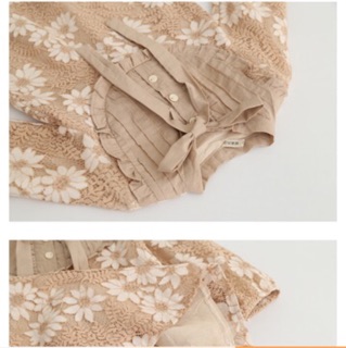 Váy ren vintage cổ nơ cho bé gái