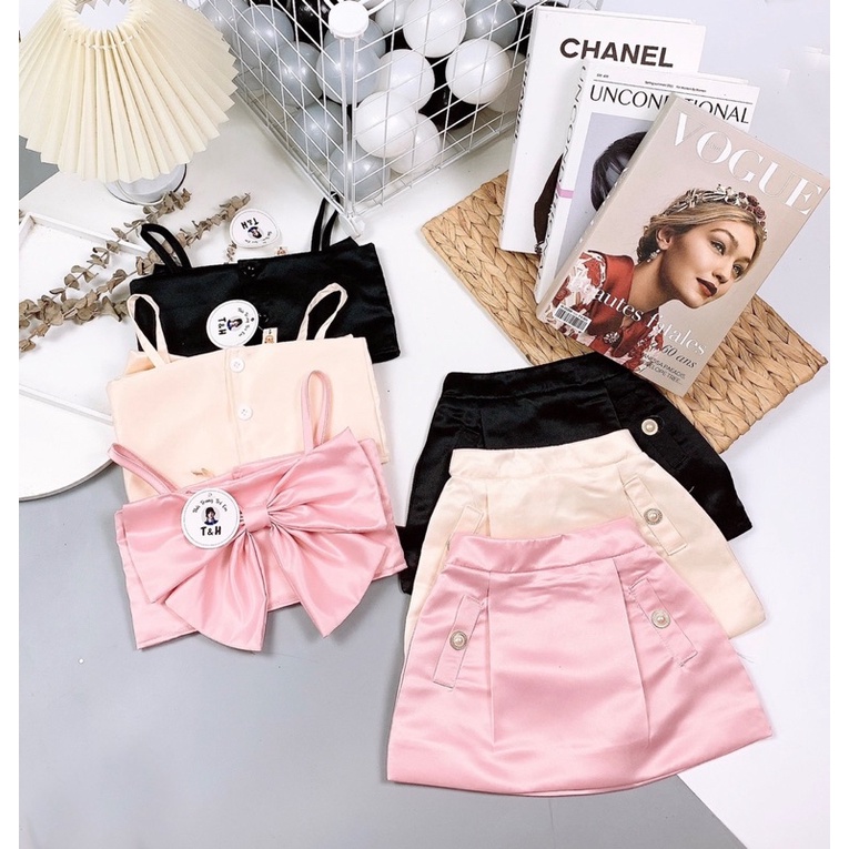 Bộ nơ dây phối cv siêu cưng 3 màu cho bé gái