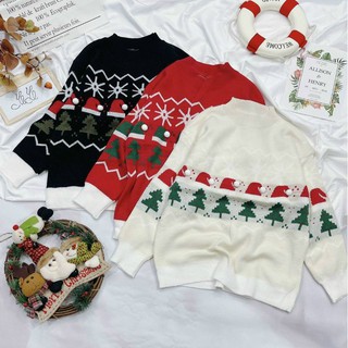 Áo len noel 3 màu đen đỏ trắng