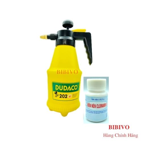 Combo xịt khử khuẩn, sát khuẩn ( Bình xit phun sương Dudaco 2 lit + Cloramin )