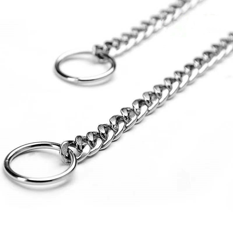 Dog metal flat collar explosion-proof training dog p chain collar anti-bite pet horse dog german shepherd labrador collar