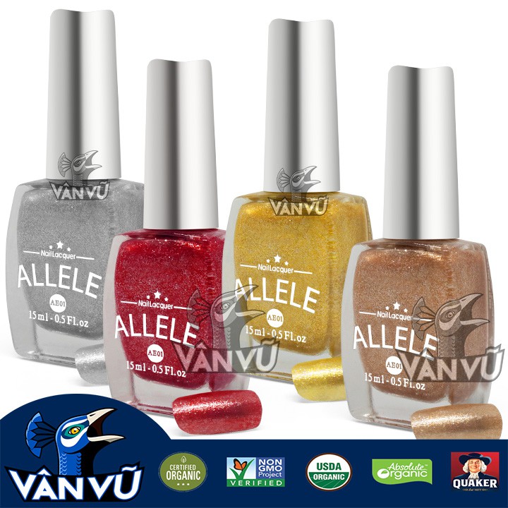 Các Gam Màu Nhũ, Bạc To Quyến Rũ, Đỏ Da Vàng Trắng, Sơn Móng Tay Allele 15ml Mẫu Mới, Tông Màu Sang Trọng