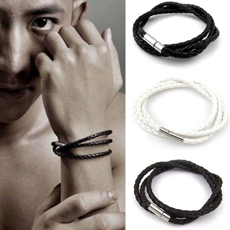 Vòng tay dây tết nhiều lớp thiết kế đơn giản