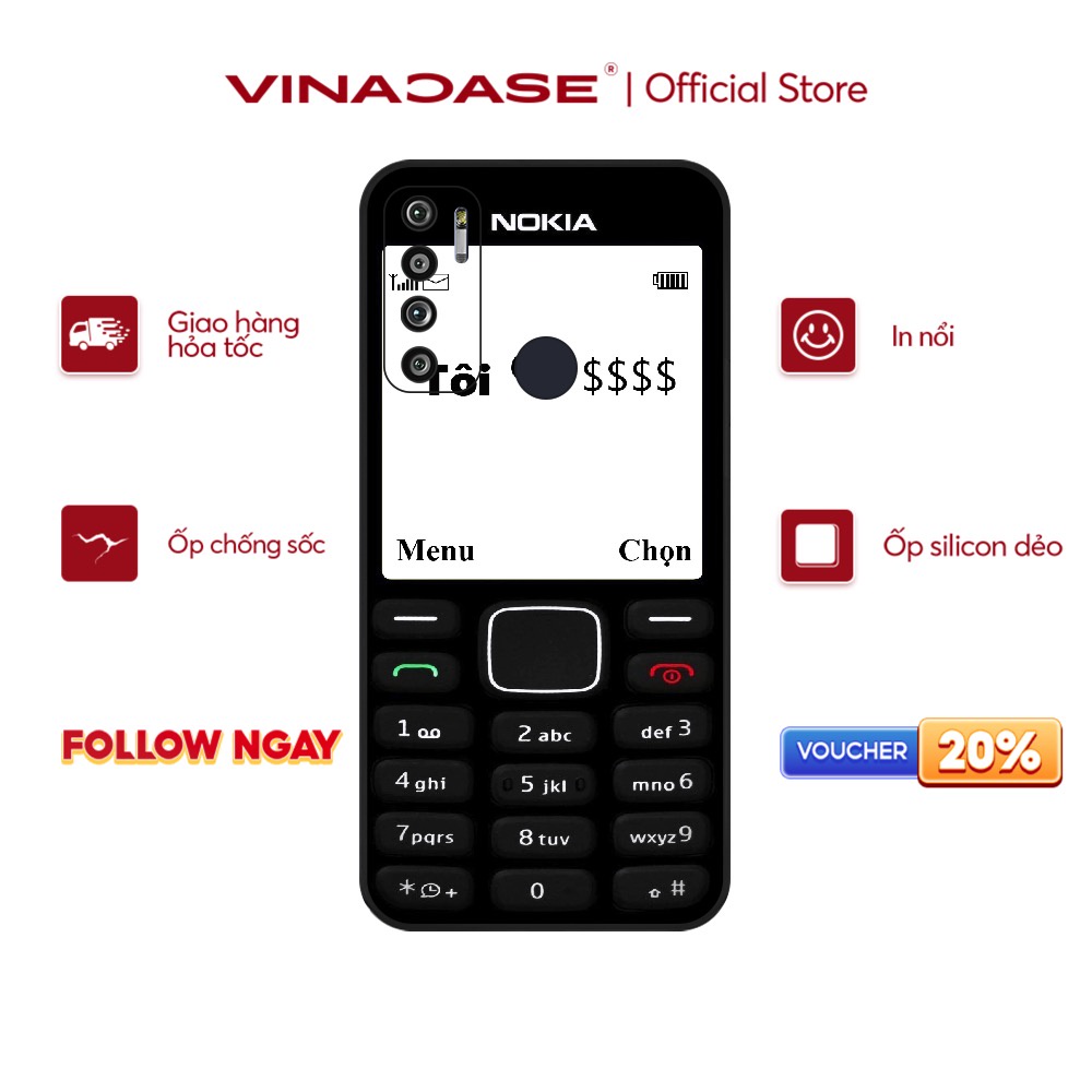 Ốp lưng Vina Case Vsmart Joy 3/Joy 4/Star 3/Aris/....dẻo đen in hình Nokia.