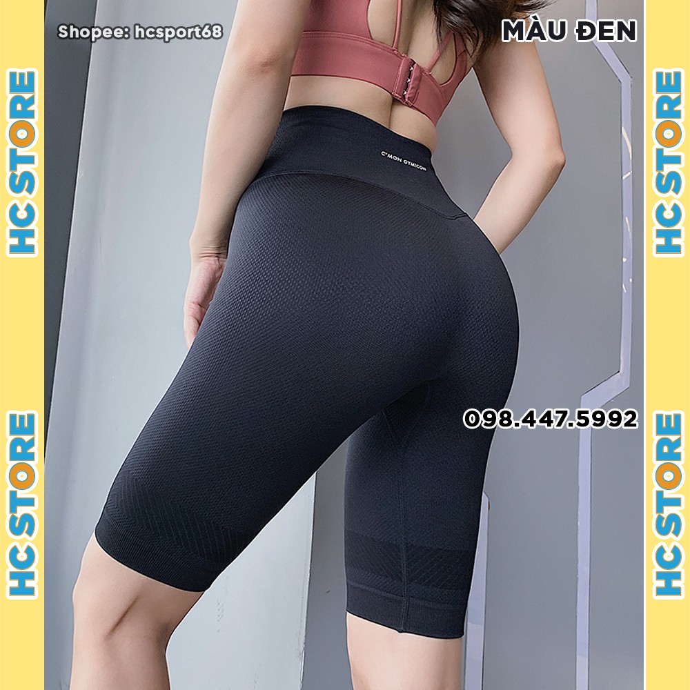 Quần Short Lửng Nữ Gymicon QL05 Tập Gym Yoga Nâng Mông Lưng Cao Cao Cấp Hoạ Tiết Vân Chìm Chất Dệt Kim - HcSport68