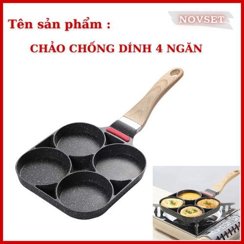 Chảo chống dính 4 ngăn ❤️RẺ VÔ ĐỊCH❤️ Chảo Chiên Rán Trứng Làm Bánh 4 Ngăn 4 Lỗ Chống Dính