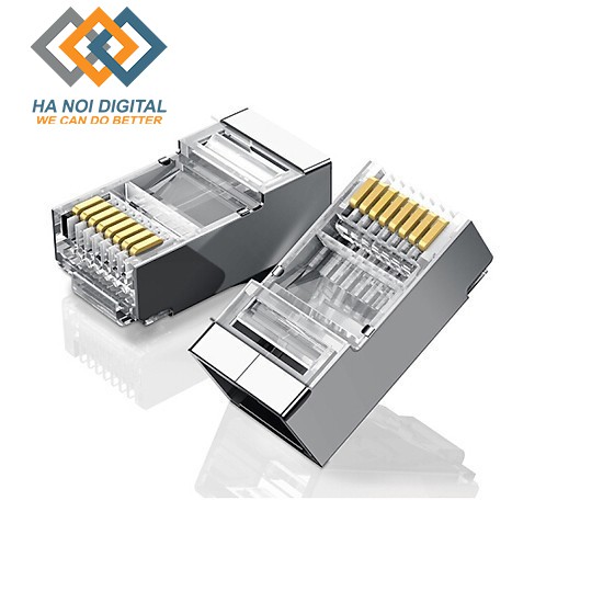 Đầu bấm mạng RJ45 chuẩn Cat6 + Cat6e bọc inox chống nhiễu cao cấp