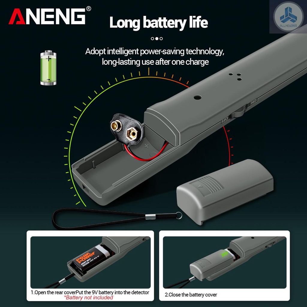Máy Dò Kim Loại Điện Tử Cầm Tay ANENG 180 Độ°Đèn Pin Đội Đầu Có Cảnh Báo Và Âm Thanh VN26