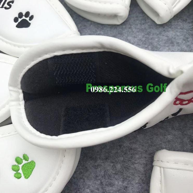 Cover gậy golf bọc đầu sắt da PU chống trầy xước bụi bẩn set 10 miếng