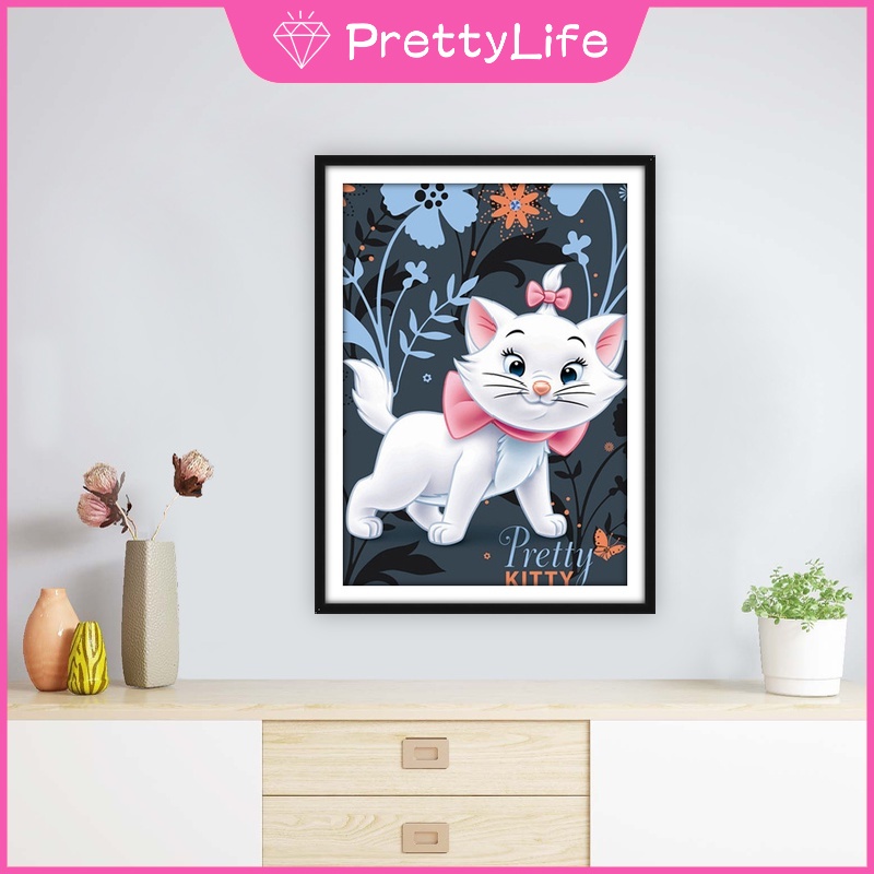 Bộ Tranh Đính Đá 5D Tự Làm 30x40cm Hình Mèo Hoạt Hình Đáng Yêu